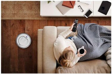 Робот-пилосос MEDION MD 19100 з базою та пультом дистанційного керування. Оптимізований для власників тварин та алергіків, ультратонкий, для твердих підлог та килимів, з функцією розпізнавання перешкод та сходинок