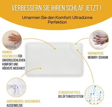 Дитяча подушка Inphysio з memory foam - бамбукова тканина, гіпоалергенна - для комфортного сну - ергономічна подушка для шиї - 50 x 30 x 5,5 см (перлова)