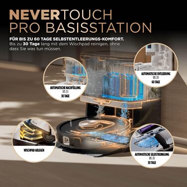 Робот-пилосос Shark PowerDetect 2-в-1 з функцією миття, NeverTouch Pro, 60 днів автономності, самостійне очищення контейнера, 3D та LiDAR навігація, уникнення перешкод NeverStuck, керування через додаток, білий, AV2810ZEEUWH, 4 щітки / Anti-Micro Pads / 2