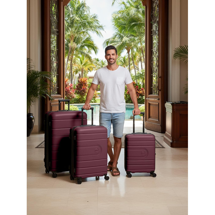 Набір валіз REDOLZ Hartschalen 3-в-1 | Розширювані, з TSA-замком | З міцного поліпропілену | Для жінок та чоловіків (Burgundy)