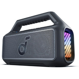 Soundcore Boom 2 - Портативна Bluetooth-колонка, 80W, сабвуфер, BassUp 2.0, 24 години, IPX7, LED, USB-C, BT 5.3, Чорна