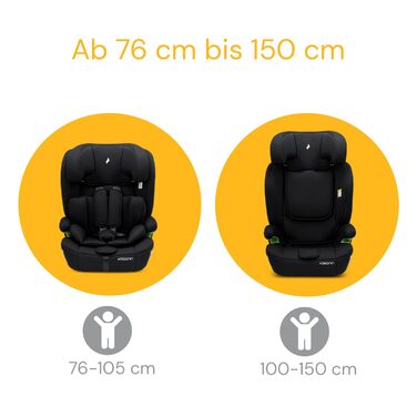Автокрісло Osann Resa Kindersitz 76-150 см, i-Size, 1 рік+, без Isofix, 5-точкова система, регульований підголівник, чорний