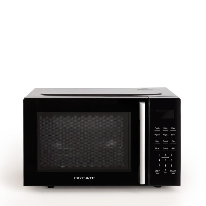 Мікрохвильова піч з грилем Microwave Studio 20 л чорна ретро-стиль, 900 Вт, LCD-дисплей, 3 програми, 9 автоматичних меню