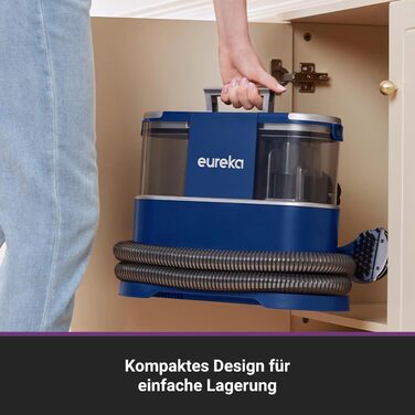 Eureka NEY100: Миючий пилосос для килимів та м'яких меблів | для диванів, килимків, оббивки, авто | Насадки для сухого та вологого прибирання, 12500Pa, 1,5L бак для води