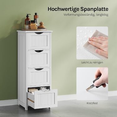 Шафка для ванної кімнати WOLTU, вузька, з 3 висувними ящиками, 32 x 30 x 81 см, для ванної, вітальні, спальні, їдальні, кухні, сучасний дизайн, білий колір, BZS123ws