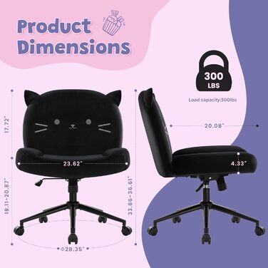 Офісний стілець IWMH без підлокітників, регульований по висоті, поворотний, з роликами, обтягнутий тканиною, ергономічний, крісло для читання з широким сидінням для посадки в турецькому стилі (Білий). Білий з колесами (Чорний, з колесами)