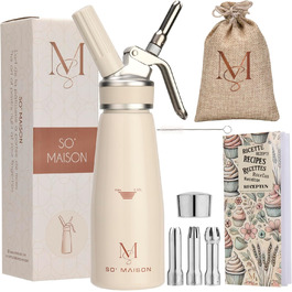 SO'Maison Sahnespender 500 мл – професійний сахнеспрей для збивання вершків, мусів та еспуми – вінтажний дизайн, з рецептами для самостійного наповнення