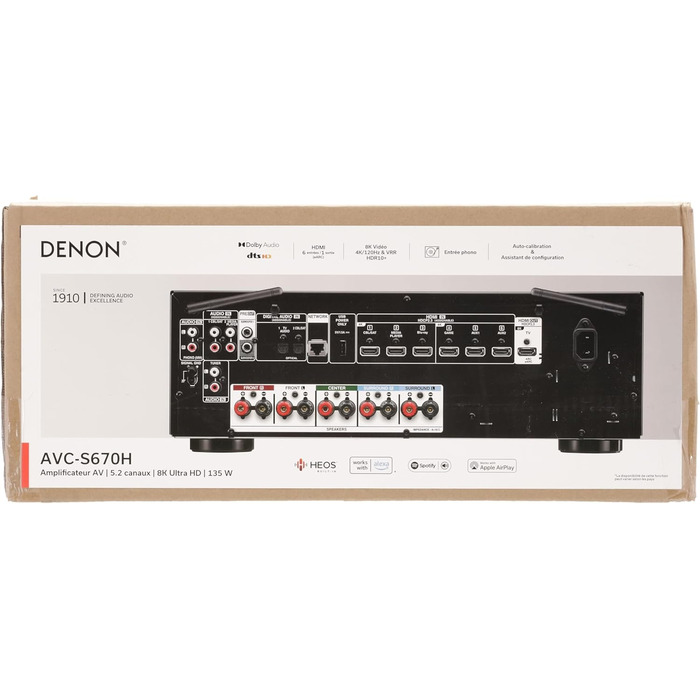 Канальний AV-ресивер Denon AVC-S670H, 8K HDMI, Bluetooth, Wi-Fi, HEOS, Alexa, Чорний, 5.2-