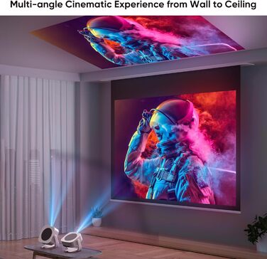 Міні-проектор Beamer 4K 1080P з Wi-Fi/BT, електронним фокусом/автоматичною корекцією трапецеїдальних спотворень, 50% зумом, 270° обертанням для домашнього кінотеатру/відпочинку на природі, сумісний з ноутбуком/смартфоном/мишею