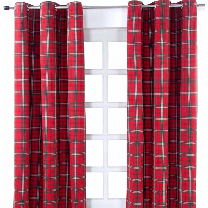 Непрозорі штори в шотландку, комплект з 2 шт. , 117x137 см, 100 бавовна