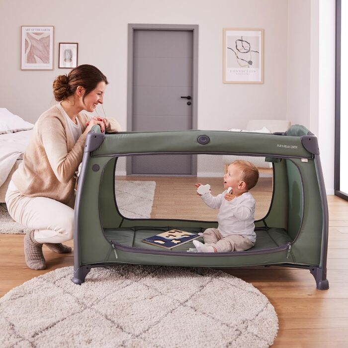 Комплект Hauck Baby Travel Cot Play n Relax з матрацом, сіткою від комах, пеленальним килимком - Melange Black