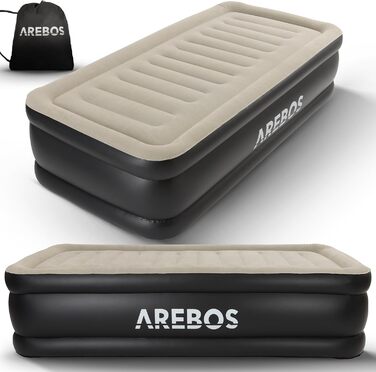 Надувний матрац Arebos самонадувний, 203x95x51 см, для 1 особи, з електричним насосом, для дому/кемпінгу, сірий/антрацитовий