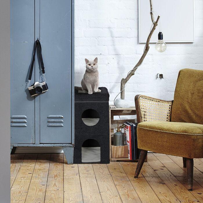 Зручна складана котяча печера Relaxdays чорного кольору