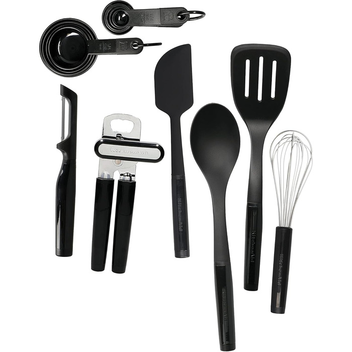 Набір кухонного приладдя KitchenAid 15 предметів, чорний, стійкий до нагріву, придатний для миття в посудомийній машині
