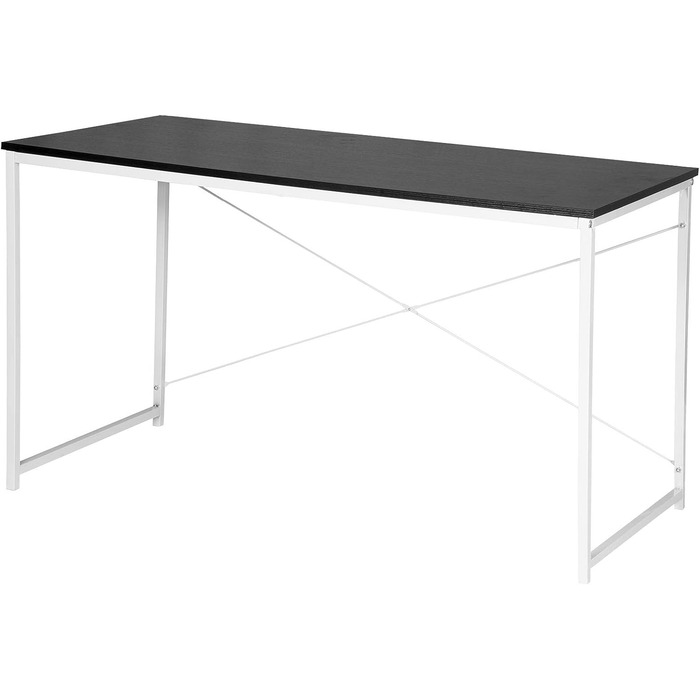 Письмовий стіл Комп'ютерний стіл Офісні меблі Стіл для ПК Офісний стіл Робочий стіл з дерева та сталі, приблизно 120x60x70 см, (чорний білий), 08hei