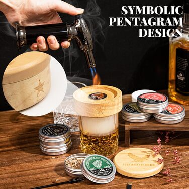 Набір для копчення віскі, ретро-дизайн, з ліхтариком, 6 смакових стружок, 2 склянки, 2 форми для льоду, коктейльний набір для копчення, подарунок для чоловіків, батька, набір для копчення бурбону