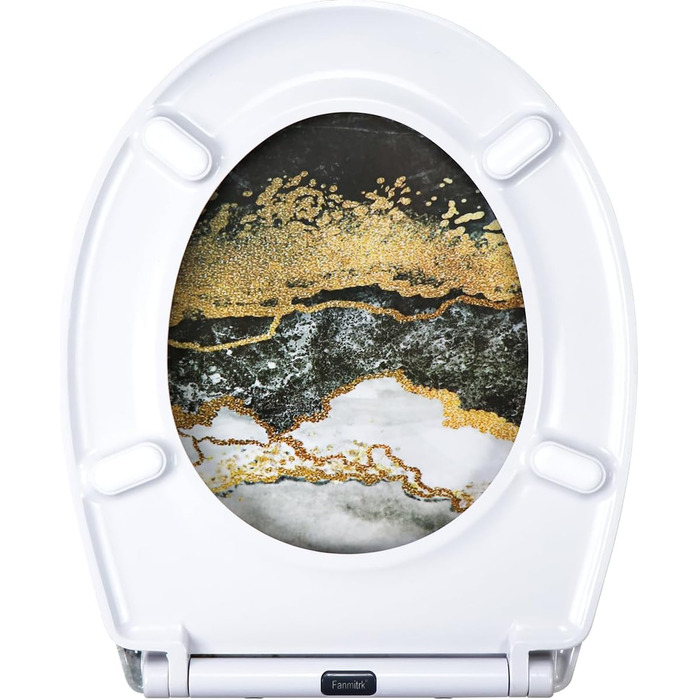 Кришка для унітазу з автоматичним опусканням, з мотивом, з функцією швидкого зняття, кріплення зверху, з Duroplast (UF81950) A Marmor