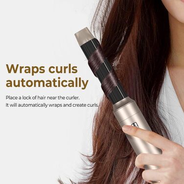 Фен-щітка Airstyler UKLISS 6 В 1, фен з теплою повітряною щіткою з автоматичною плойкою, щітка для випрямлення, надає волоссю об'єм, випрямляє, завиває і сушить волосся феном Gold 2