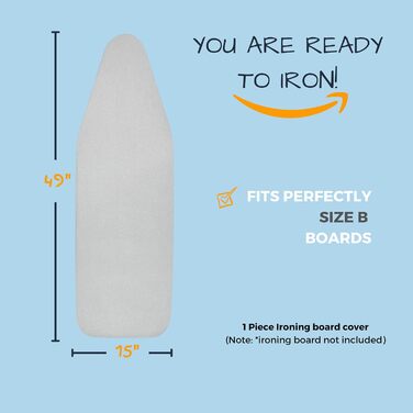Гладильна дошка SAVUK: чохол та подушка з силіконовим покриттям, 4 шари, 38.1 x 137.2 см, міцна, з відбиттям тепла, еластичний край