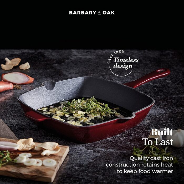 Сковорода-гриль Barbary & Oak BO800256GRN з емальованим покриттям, зелений, 26 см