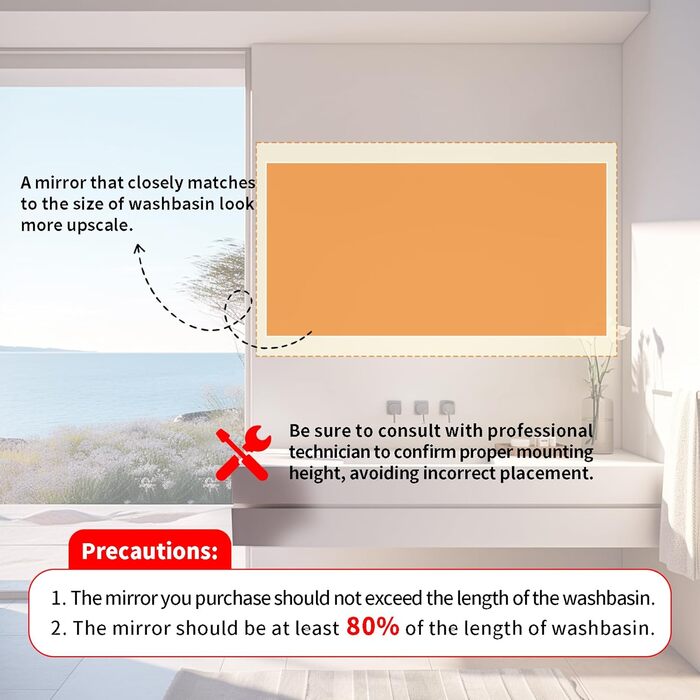 Дзеркало для ванної кімнати LED LUVODI 40x50 см з підсвічуванням, сенсорне керування, 3 кольори, регулювання яскравості, антизапарник