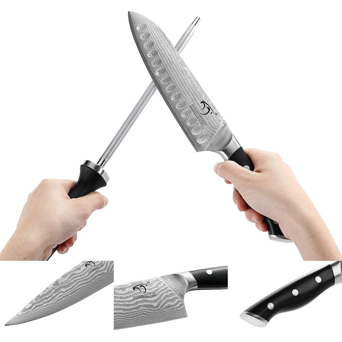 Набір кухонних ножів Дамаск з дерев'яним блоком, професійний набір ножів для кухні, VG10 сталь, 67 шарів, 9 шт.