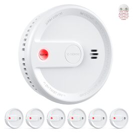 Датчик диму X-Sense з батареєю на 10 років, 6 шт., білий. Магнітне кріплення, без LED-індикації, кнопка тестування/вимкнення. Ультратонкий XS0G-SN