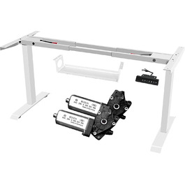 Електричний стіл FANZWORK з 2 Bosch моторами, вантажопідйомність 100 кг, регулювання висоти, функція пам'яті, USB-C, кабель-менеджмент, білий