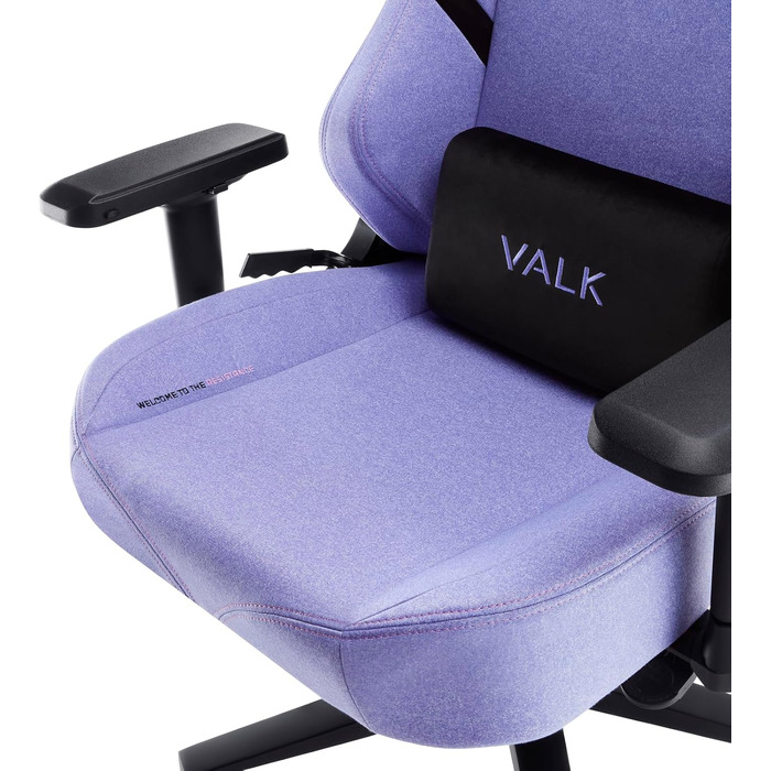VALK Freya - Ігровий крісло VALK Freya з підлокітниками 4D, спинкою з регулюванням 160°, м'якими подушками з Memory Foam та міцною алюмінієвою основою (Amethyst Flieder, тканина)