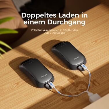 Електричні грілки для рук OCOOPA, 2 шт., водонепроникні IP45, ергономічні, 18 годин тепла, портативні, для активного відпочинку, гольфу, кемпінгу, міста (Чорний)