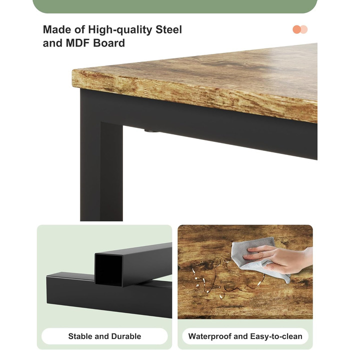 Нічний столик з бездротовою зарядкою, 2 розетки AC та 2 USB-порти, 3 шухляди, коліщатка, вінтажний дизайн, чорно-коричневий (для вітальні, спальні)