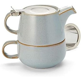 Новий набір чаю teemando для одного набору 'Mans Ceramic, 4 шт. з ситечком з нержавіючої сталі та кришкою Глечик 0,45 л / Чашка 0,25 л