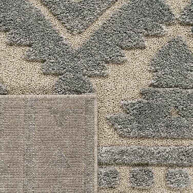 Домашній килим Paco з високим ворсом для вітальні, кошлатий 3D, вінтажний вид в стилі етно-бохо, м'який, розмір колір (230x330 см, сірий 3)
