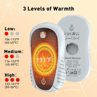 Електричні грілки для рук FANDLISS, 2 шт. - портативні, акумуляторні, 6000mAh, 3 режими нагріву, швидкий нагрів, ідеальний подарунок для спорту та зими
