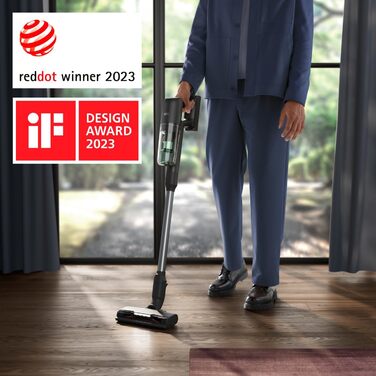 Акумуляторний пилосос AEG Serie 7000 Granitgrau: потужний, легкий (2,2 кг), ергономічний, з 70% перероблених матеріалів, до 50 хв роботи, 120 м², 2в1, 5-рівнева фільтрація, для всіх типів підлоги, автоматичний, сірий, AP71UB14AM