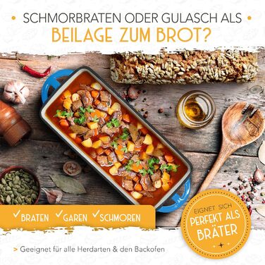 Емальована форма для випікання хліба з кришкою та кошиком для підйому тіста - міцна 28см форма з чавуну - ідеальна для тостів, хліба, випікання в чавунному горщику, аксесуари для випікання, броттоп (Блакитний, Квіткова форма)