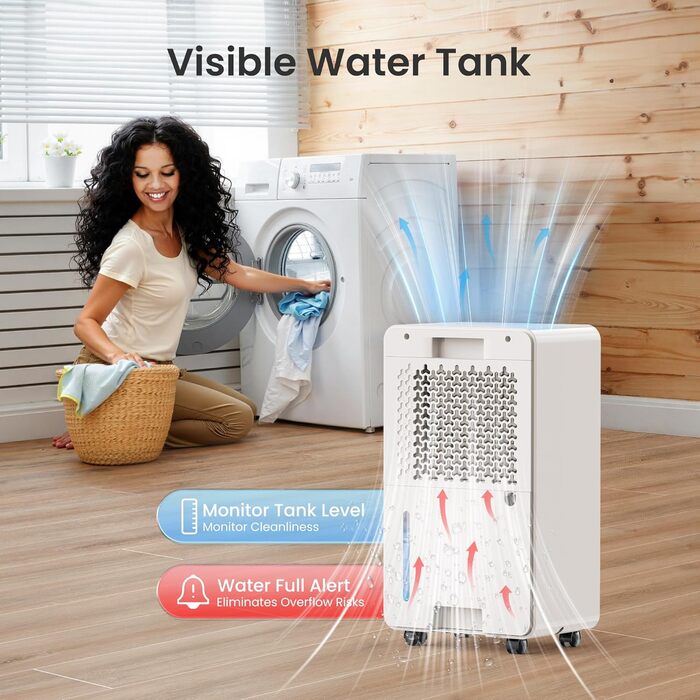 Електричний осушувач повітря CHIVALZ 12л/24г для приміщень до 120м³ (30м²), 3 режими роботи, таймер 24г, автоматична відтавлювання (білий)