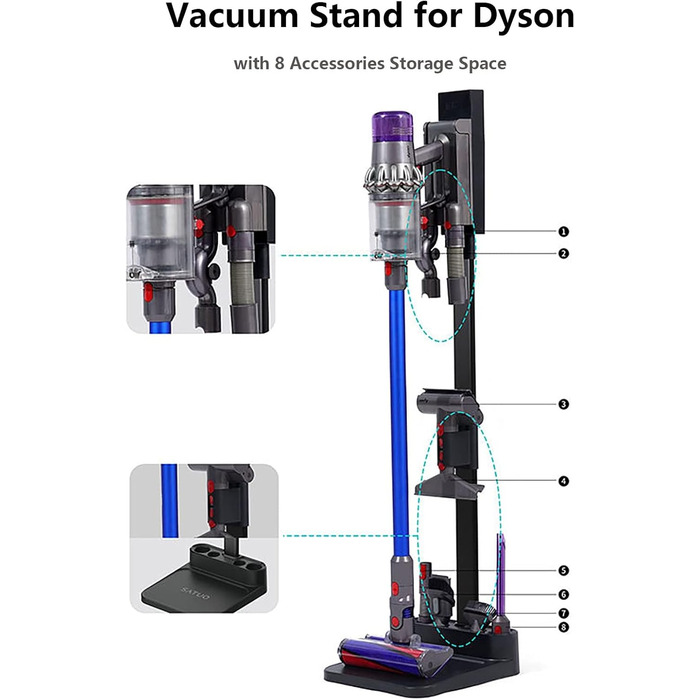 Підставка для пилососа wzglsbkd для Dyson V6-V15, підлогова підставка, без свердління, міцна конструкція з нержавіючої сталі