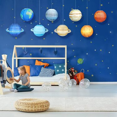 Паперовий ліхтар у формі небесних тіл, лампи для планет, абажур для сонячної системи, прикраса для дитячої тематичної вечірки, хрещення, 8 шт.