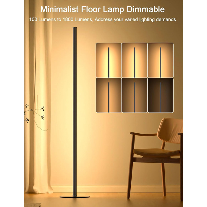 LED торшер для вітальні, білий з пультом ДУ, RGB 16 млн кольорів, синхронізація з музикою, 140 см, кутова лампа для ТБ, спальні, ігрової кімнати