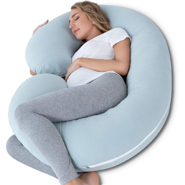 Подушка для вагітних Nidream Queen Rose, подушка для тіла під час вагітності з плюшевим чохлом, C-подібна подушка для тіла для вагітних (трикотаж, зелений)