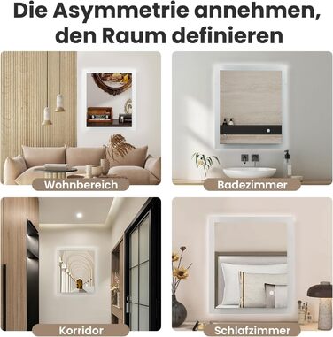 Дзеркало для ванної кімнати з підсвічуванням | LED дзеркало | IP54 вологостійке | Сенсорне керування | Настінне дзеркало (70x50 см)