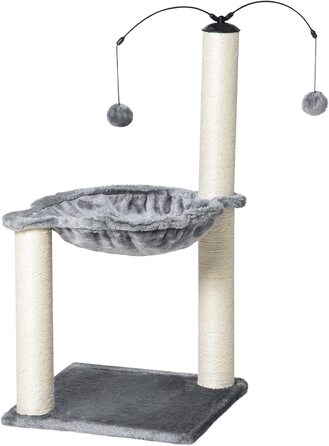 Котяча лапка котяча лапка з гамаком котяче дерево дерево для скелелазіння для кішок з обертовим м'ячем сірий 39,5x39, 5x83 см