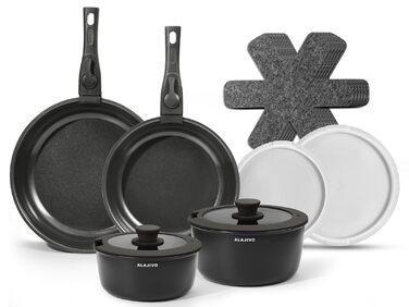 Набір посуду 17 частин з знімним ручками, антипригарне покриття, для всіх типів плит, включаючи індукцію, та духової шафи (темно-сірий)