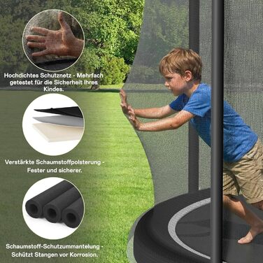 Батут JUMMICO вуличний з сіткою безпеки 183 см (чорний) - Комплект з аксесуарами для монтажу