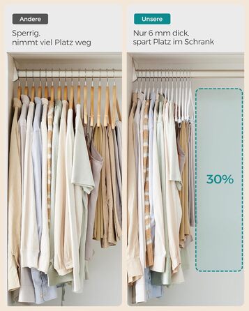 Набір вешалок SONGMICS 20 шт. з оксамитовим покриттям, для штанів, пальто, суконь, 42.5 см, з регульованими кліпсами, антиковзні, економія місця, CRF012B20