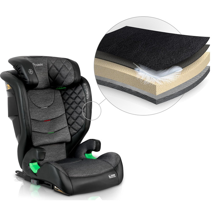 Автокрісло Nukido для дітей 15-36 кг, 4-12 років, ISOFIX, регулювання підголівника та нахилу, Louis (темно-сірий)