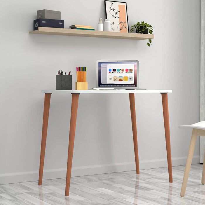 Письмовий стіл Kongsberg Комп'ютерний стіл 70 x 90 x 60 см PC Стіл Робочий стіл для домашнього офісу Офіс (білий)