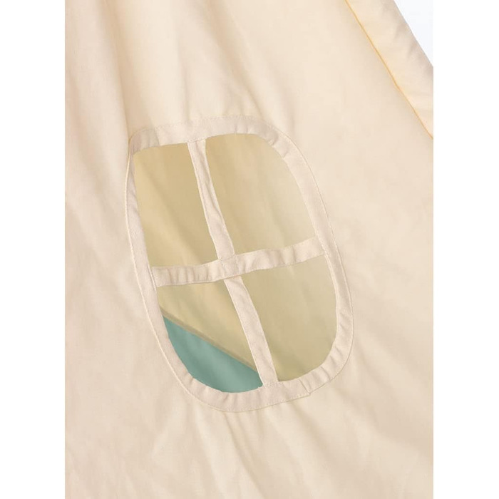 Намет PINOLINO Tipi для дітей – Yuma | Індіанський намет з вікном, килимком та гірляндою, 120x120x155 см, швидка збірка, кремовий/пастельно-блакитний