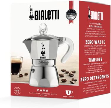 Кавоварка Bialetti DAMA Pure Ice, 1 чашка, 67 мл, алюміній (не підходить для індукції)